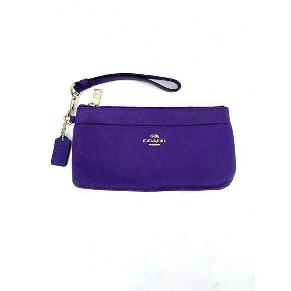 Coach Handbags - Coach Nolita 19 Wristlet Purple Crossgrain Leather Gold Hardware Clutch Bag